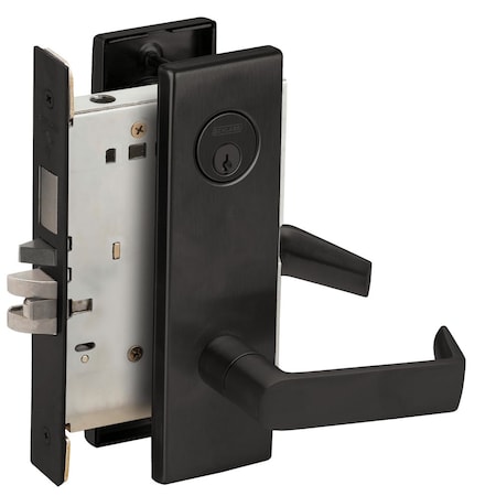 Schlage Grade 1 Schlage L-Series, Entrance Mortise Lock, N Escutcheon, 06 Lever, Conventional Cylinder, Blk L9453P 06N 622